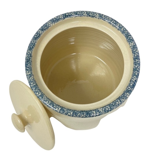 Casey Pottery Burgundy Floral Heart Design Large Canister Vintage 1990s Handmade - Picture 4 of 6